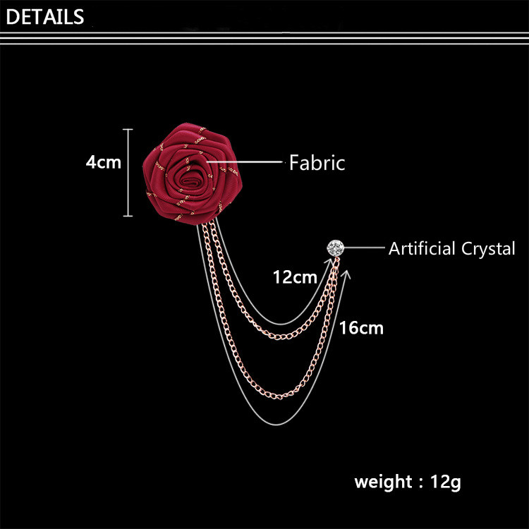 Țesătură, flori, trandafiri, broșe, ace, lanț metalic, ciucuri, guler pentru costum bărbați, ace de rever, bărbați, femei, coreeană, banchet, bijuterii de modă