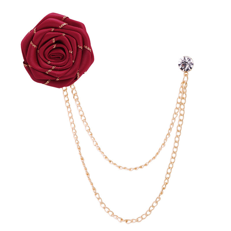 Țesătură, flori, trandafiri, broșe, ace, lanț metalic, ciucuri, guler pentru costum bărbați, ace de rever, bărbați, femei, coreeană, banchet, bijuterii de modă