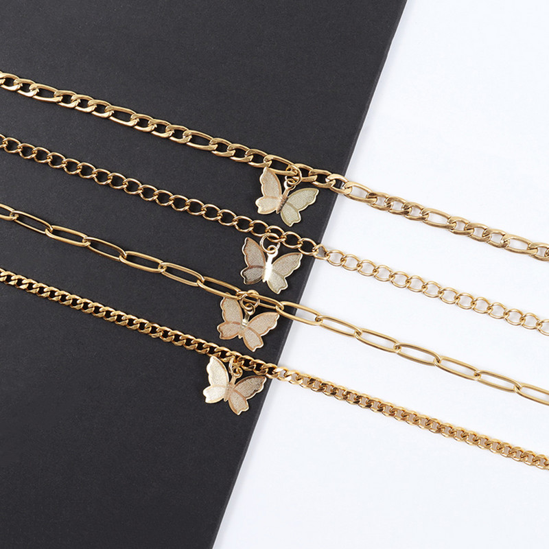 2022. Novi klasični leptir gležnjača za žene zlatne boje od nehrđajućeg čelika Figaro lančić za gležnjeve za žene najbolji dar