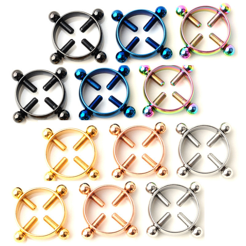 1 τμχ Βιδωτοί σφιγκτήρες θηλής Σέξι τρυπήματα για γυναίκες από ανοξείδωτο ατσάλι Ψεύτικο κόσμημα για τρύπημα θηλής Ασπίδα δαχτυλιδιού θηλής χωρίς διάτρηση