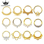 WaterDrop Flower Moon Heart CZ Zircon Punk Inele pentru nas Septum Hoop Cercei Daith Conch Piercing Stud 16G