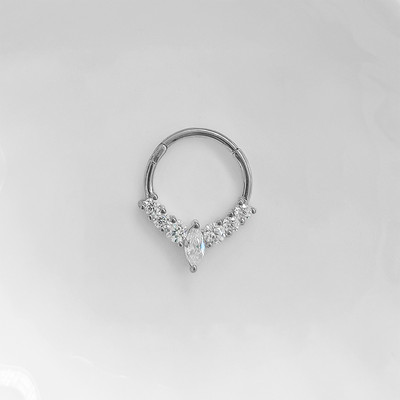 WaterDrop Flower Moon Heart CZ Zircon Punk Inele pentru nas Septum Hoop Cercei Daith Conch Piercing Stud 16G