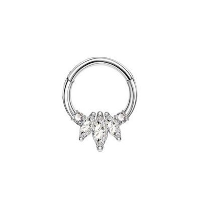 WaterDrop Flower Moon Heart CZ Zircon Punk Inele pentru nas Septum Hoop Cercei Daith Conch Piercing Stud 16G