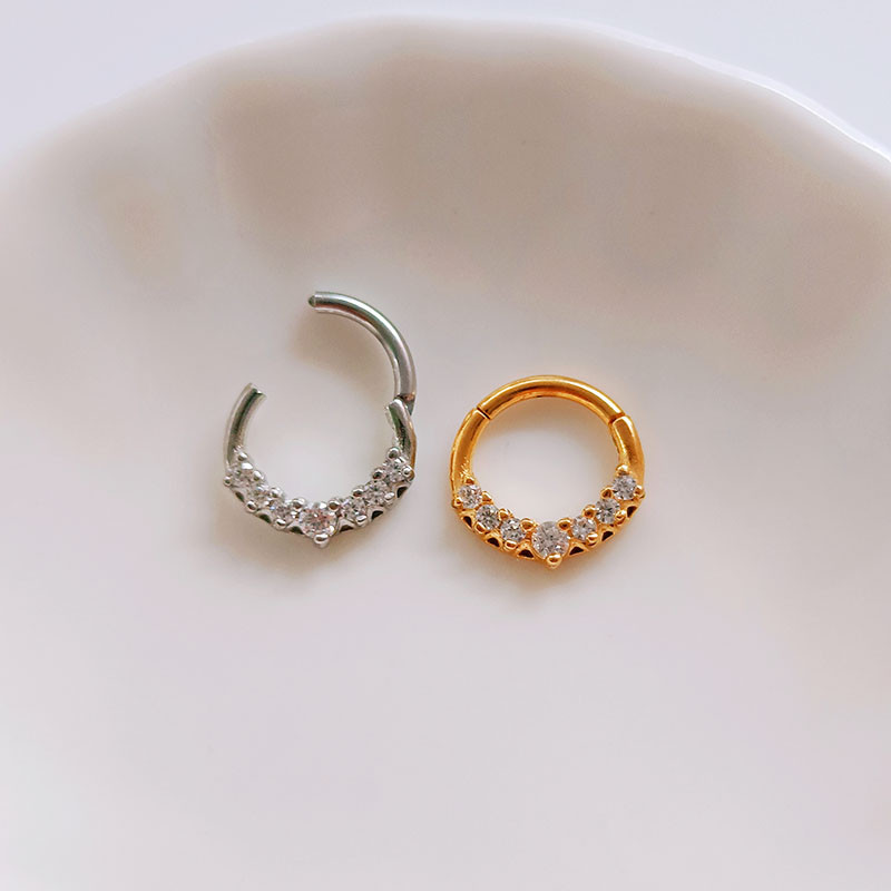 WaterDrop Flower Moon Heart CZ Zircon Punk Inele pentru nas Septum Hoop Cercei Daith Conch Piercing Stud 16G