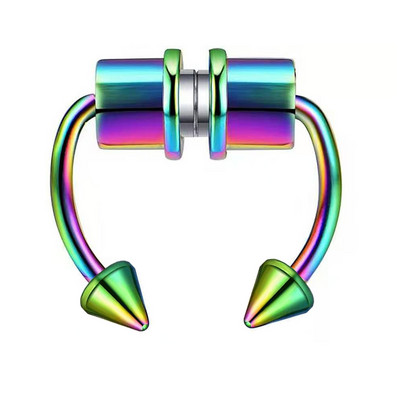 Uniszex hamis orrgyűrű, újrafelhasználható mágneses patkó, nem piercing, allergia megelőzésére testpiercing ékszerek, rozsdamentes acél gyűrűs karika