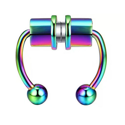 Uniszex hamis orrgyűrű, újrafelhasználható mágneses patkó, nem piercing, allergia megelőzésére testpiercing ékszerek, rozsdamentes acél gyűrűs karika