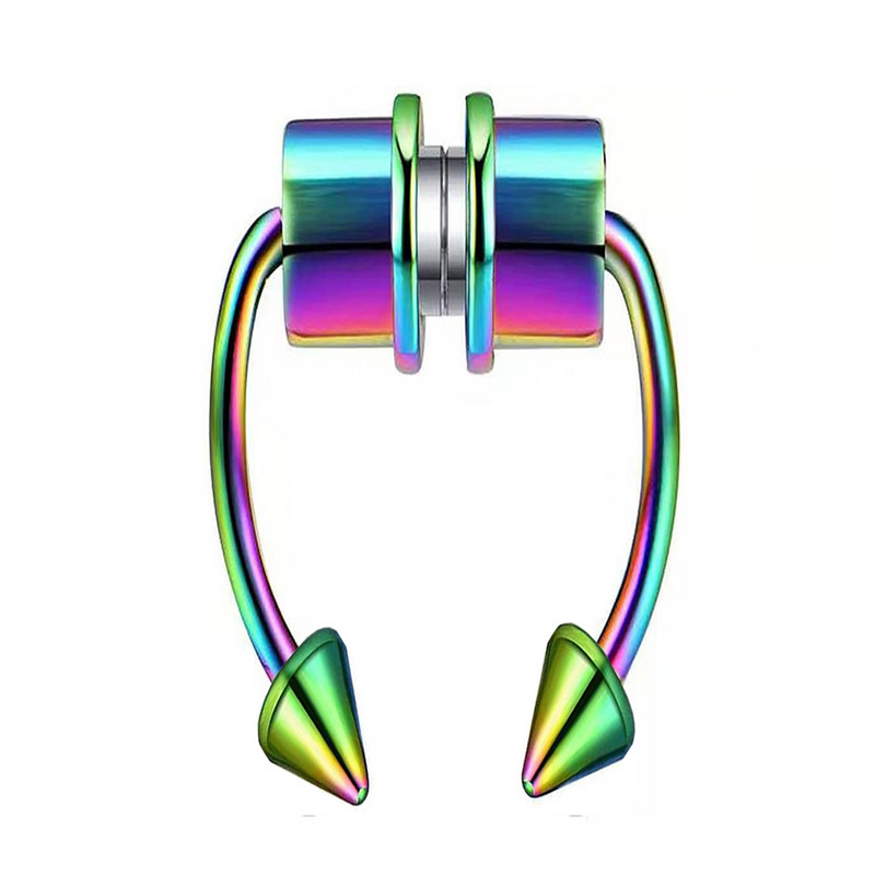 Uniszex hamis orrgyűrű, újrafelhasználható mágneses patkó, nem piercing, allergia megelőzésére testpiercing ékszerek, rozsdamentes acél gyűrűs karika