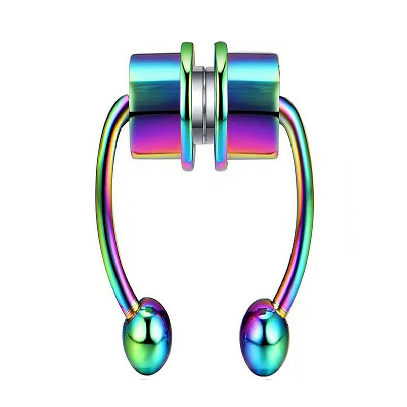 Uniszex hamis orrgyűrű, újrafelhasználható mágneses patkó, nem piercing, allergia megelőzésére testpiercing ékszerek, rozsdamentes acél gyűrűs karika