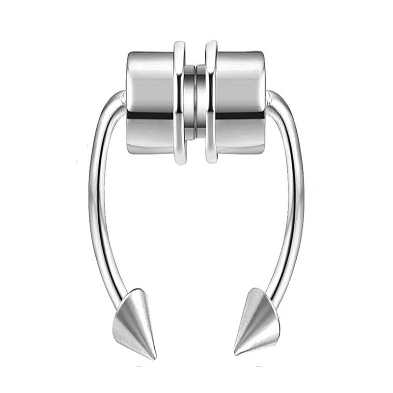 Uniszex hamis orrgyűrű, újrafelhasználható mágneses patkó, nem piercing, allergia megelőzésére testpiercing ékszerek, rozsdamentes acél gyűrűs karika