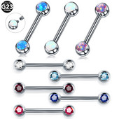 1PC Titan Opal Mamilo Piercing Tongue Bar Straight Barbell Piercing Cristal Sprâncene Tragus Inel pentru mamelon Bijuterii sexy pentru femei 14G