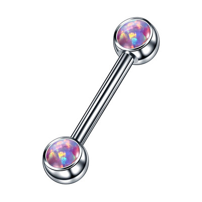 1PC Titan Opal Mamilo Piercing Tongue Bar Straight Barbell Piercing Cristal Sprâncene Tragus Inel pentru mamelon Bijuterii sexy pentru femei 14G