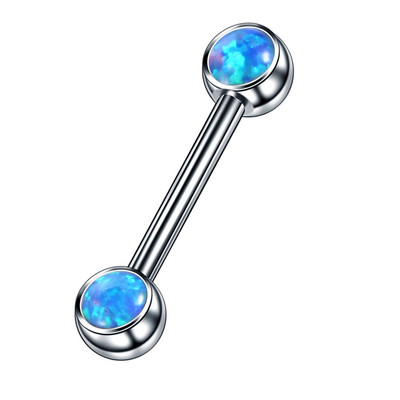 1PC Titan Opal Mamilo Piercing Tongue Bar Straight Barbell Piercing Cristal Sprâncene Tragus Inel pentru mamelon Bijuterii sexy pentru femei 14G