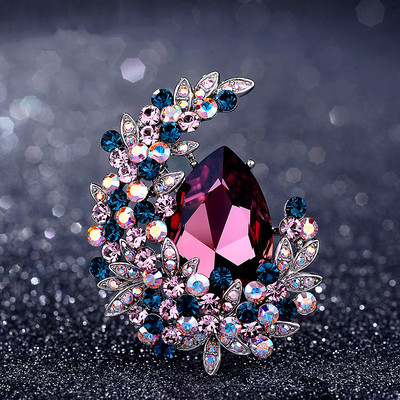 Nagy vízcsepp szivárvány kristály hold brossok divatos luxus elegáns ötvözet bross női parti pinek születésnapi ajándékok