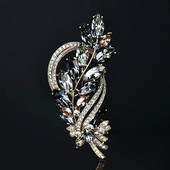 Broșe cu flori de cristal curcubeu de epocă pentru femei, de lux, de culoare aurie, email cu stras, din aliaj, broșă cu plante, ace de siguranță