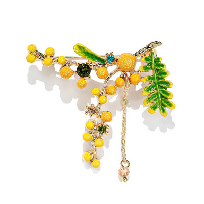 Broșe cu flori de cristal curcubeu de epocă pentru femei, de lux, de culoare aurie, email cu stras, din aliaj, broșă cu plante, ace de siguranță