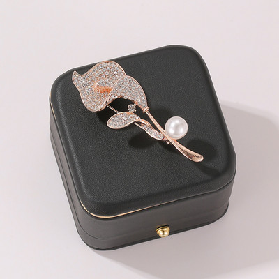 Broșe cu flori de cristal curcubeu de epocă pentru femei, de lux, de culoare aurie, email cu stras, din aliaj, broșă cu plante, ace de siguranță