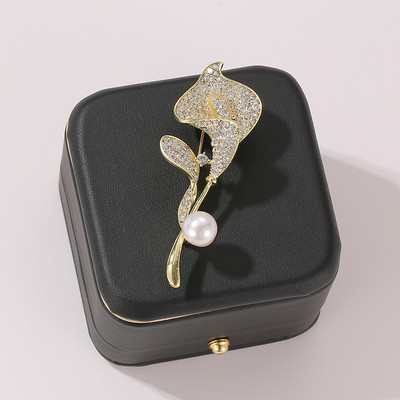 Broșe cu flori de cristal curcubeu de epocă pentru femei, de lux, de culoare aurie, email cu stras, din aliaj, broșă cu plante, ace de siguranță