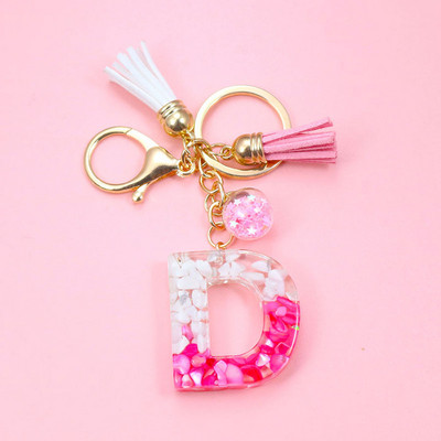 Brelocuri cu litere creative roz, 26 ciucuri din rășină cu sclipici, alfabet englezesc Breloc geantă mașină, brelocuri de cristal, inele, cadouri