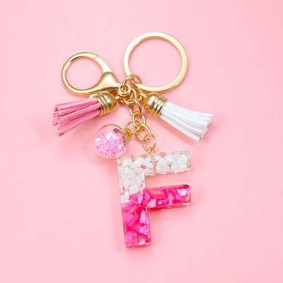Brelocuri cu litere creative roz, 26 ciucuri din rășină cu sclipici, alfabet englezesc Breloc geantă mașină, brelocuri de cristal, inele, cadouri