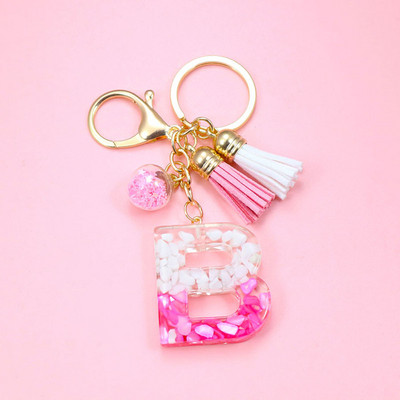 Brelocuri cu litere creative roz, 26 ciucuri din rășină cu sclipici, alfabet englezesc Breloc geantă mașină, brelocuri de cristal, inele, cadouri