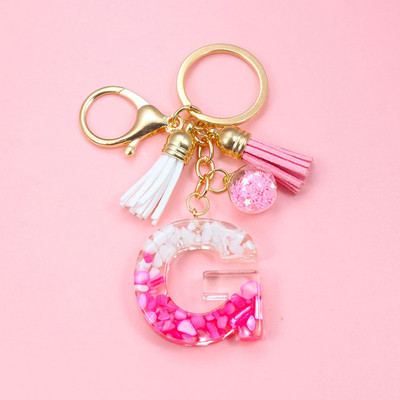 Brelocuri cu litere creative roz, 26 ciucuri din rășină cu sclipici, alfabet englezesc Breloc geantă mașină, brelocuri de cristal, inele, cadouri