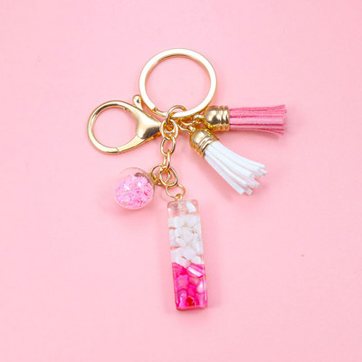 Brelocuri cu litere creative roz, 26 ciucuri din rășină cu sclipici, alfabet englezesc Breloc geantă mașină, brelocuri de cristal, inele, cadouri