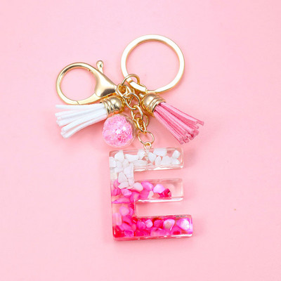 Brelocuri cu litere creative roz, 26 ciucuri din rășină cu sclipici, alfabet englezesc Breloc geantă mașină, brelocuri de cristal, inele, cadouri