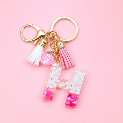 Brelocuri cu litere creative roz, 26 ciucuri din rășină cu sclipici, alfabet englezesc Breloc geantă mașină, brelocuri de cristal, inele, cadouri