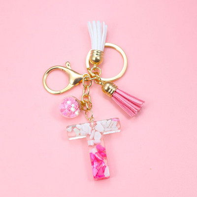 Brelocuri cu litere creative roz, 26 ciucuri din rășină cu sclipici, alfabet englezesc Breloc geantă mașină, brelocuri de cristal, inele, cadouri