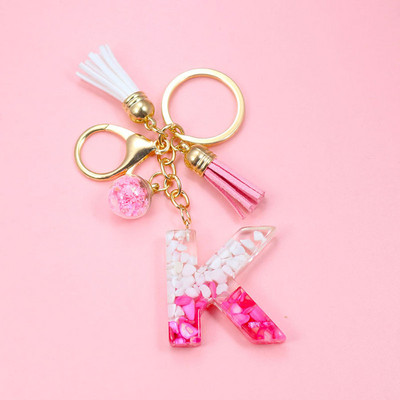 Brelocuri cu litere creative roz, 26 ciucuri din rășină cu sclipici, alfabet englezesc Breloc geantă mașină, brelocuri de cristal, inele, cadouri