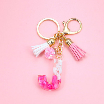 Brelocuri cu litere creative roz, 26 ciucuri din rășină cu sclipici, alfabet englezesc Breloc geantă mașină, brelocuri de cristal, inele, cadouri