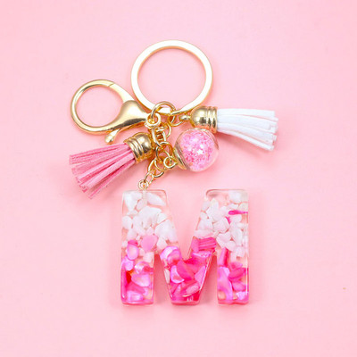 Brelocuri cu litere creative roz, 26 ciucuri din rășină cu sclipici, alfabet englezesc Breloc geantă mașină, brelocuri de cristal, inele, cadouri