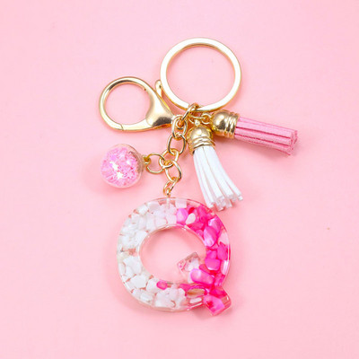 Brelocuri cu litere creative roz, 26 ciucuri din rășină cu sclipici, alfabet englezesc Breloc geantă mașină, brelocuri de cristal, inele, cadouri