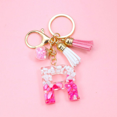 Brelocuri cu litere creative roz, 26 ciucuri din rășină cu sclipici, alfabet englezesc Breloc geantă mașină, brelocuri de cristal, inele, cadouri