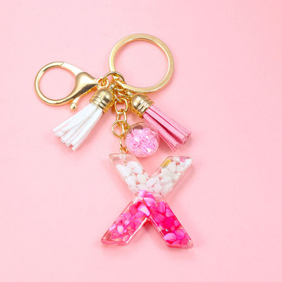 Brelocuri cu litere creative roz, 26 ciucuri din rășină cu sclipici, alfabet englezesc Breloc geantă mașină, brelocuri de cristal, inele, cadouri