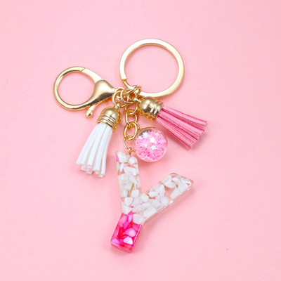 Brelocuri cu litere creative roz, 26 ciucuri din rășină cu sclipici, alfabet englezesc Breloc geantă mașină, brelocuri de cristal, inele, cadouri