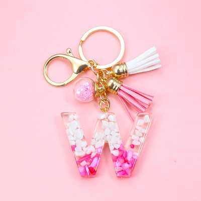 Brelocuri cu litere creative roz, 26 ciucuri din rășină cu sclipici, alfabet englezesc Breloc geantă mașină, brelocuri de cristal, inele, cadouri