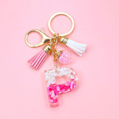 Brelocuri cu litere creative roz, 26 ciucuri din rășină cu sclipici, alfabet englezesc Breloc geantă mașină, brelocuri de cristal, inele, cadouri
