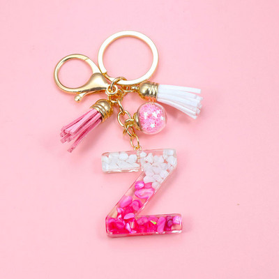 Brelocuri cu litere creative roz, 26 ciucuri din rășină cu sclipici, alfabet englezesc Breloc geantă mașină, brelocuri de cristal, inele, cadouri