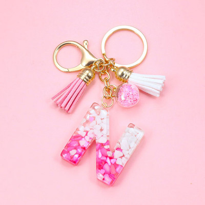 Brelocuri cu litere creative roz, 26 ciucuri din rășină cu sclipici, alfabet englezesc Breloc geantă mașină, brelocuri de cristal, inele, cadouri