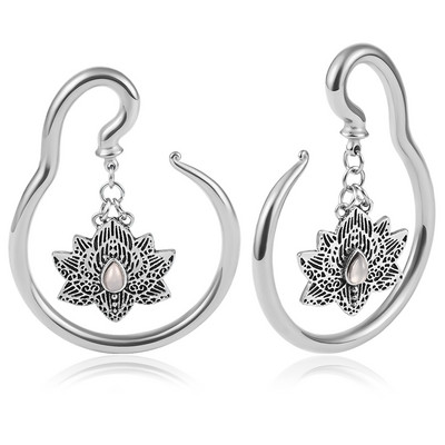 Vanku 2τμχ Φυσική πέτρα από ανοξείδωτο ατσάλι Βάρη αυτιών γοητευτικά σκουλαρίκια στεφάνι στεφάνι αυτιού άγκιστρα μετρητές φορείο Piercing κοσμήματα