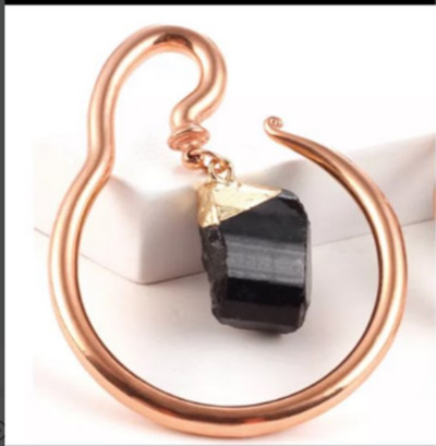 Vanku 2τμχ Φυσική πέτρα από ανοξείδωτο ατσάλι Βάρη αυτιών γοητευτικά σκουλαρίκια στεφάνι στεφάνι αυτιού άγκιστρα μετρητές φορείο Piercing κοσμήματα