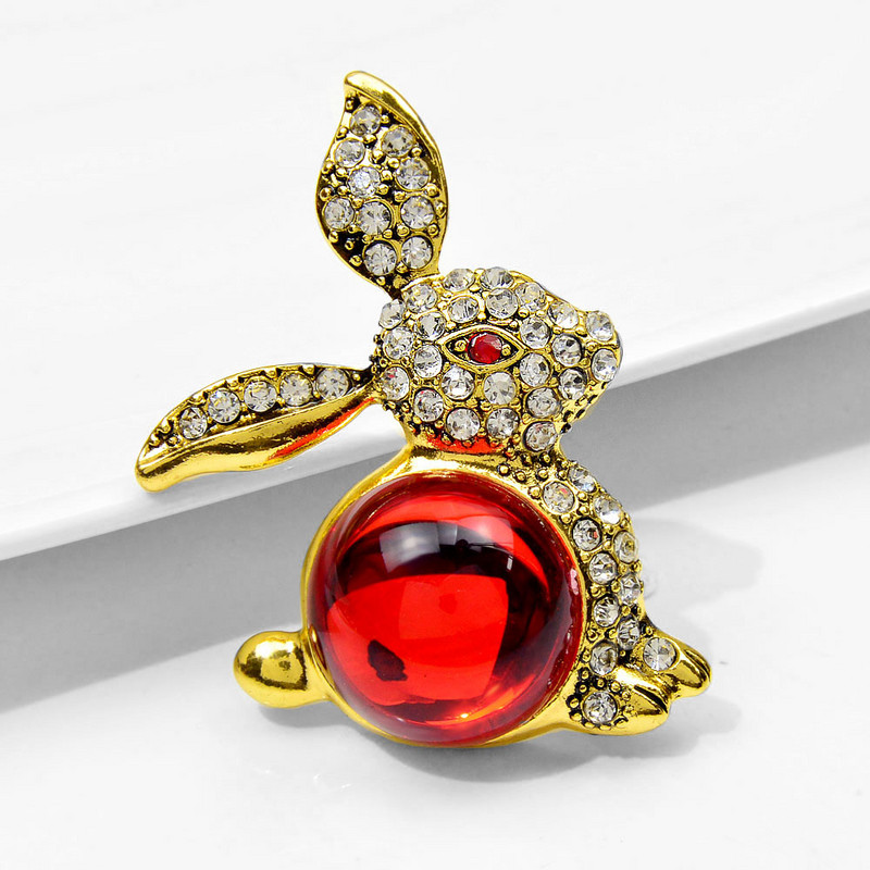 CINDY XIANG Broșă mare de iepure cu strasuri de modă Zodiac Animal Pin Bijuterii de epocă Iarnă Anul Nou Accesorii de înaltă calitate