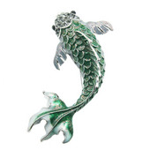 Pin broșă cu pește koi email verde pentru bărbați, femei, bijuterii de petrecere