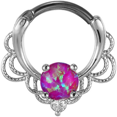 Kristály opál kő orrgyűrűk Titán septum Clicker Valódi hamis Septum Piercing fül Helix lebeny fülbevaló Daith Hoop testékszerek