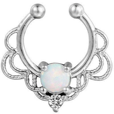 Kristály opál kő orrgyűrűk Titán septum Clicker Valódi hamis Septum Piercing fül Helix lebeny fülbevaló Daith Hoop testékszerek