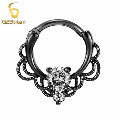 Kristály opál kő orrgyűrűk Titán septum Clicker Valódi hamis Septum Piercing fül Helix lebeny fülbevaló Daith Hoop testékszerek