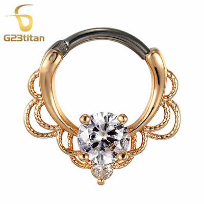 Kristály opál kő orrgyűrűk Titán septum Clicker Valódi hamis Septum Piercing fül Helix lebeny fülbevaló Daith Hoop testékszerek