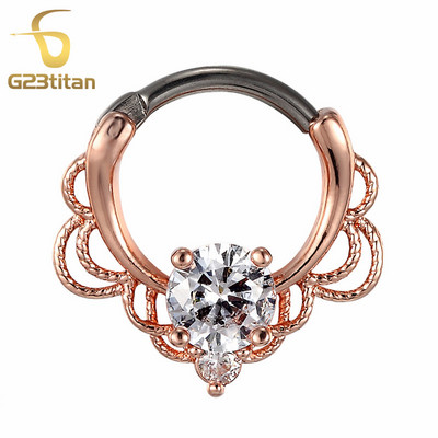 Kristály opál kő orrgyűrűk Titán septum Clicker Valódi hamis Septum Piercing fül Helix lebeny fülbevaló Daith Hoop testékszerek