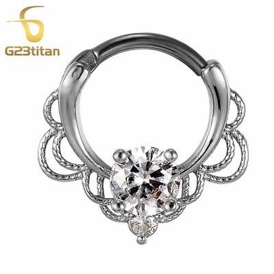 Kristály opál kő orrgyűrűk Titán septum Clicker Valódi hamis Septum Piercing fül Helix lebeny fülbevaló Daith Hoop testékszerek